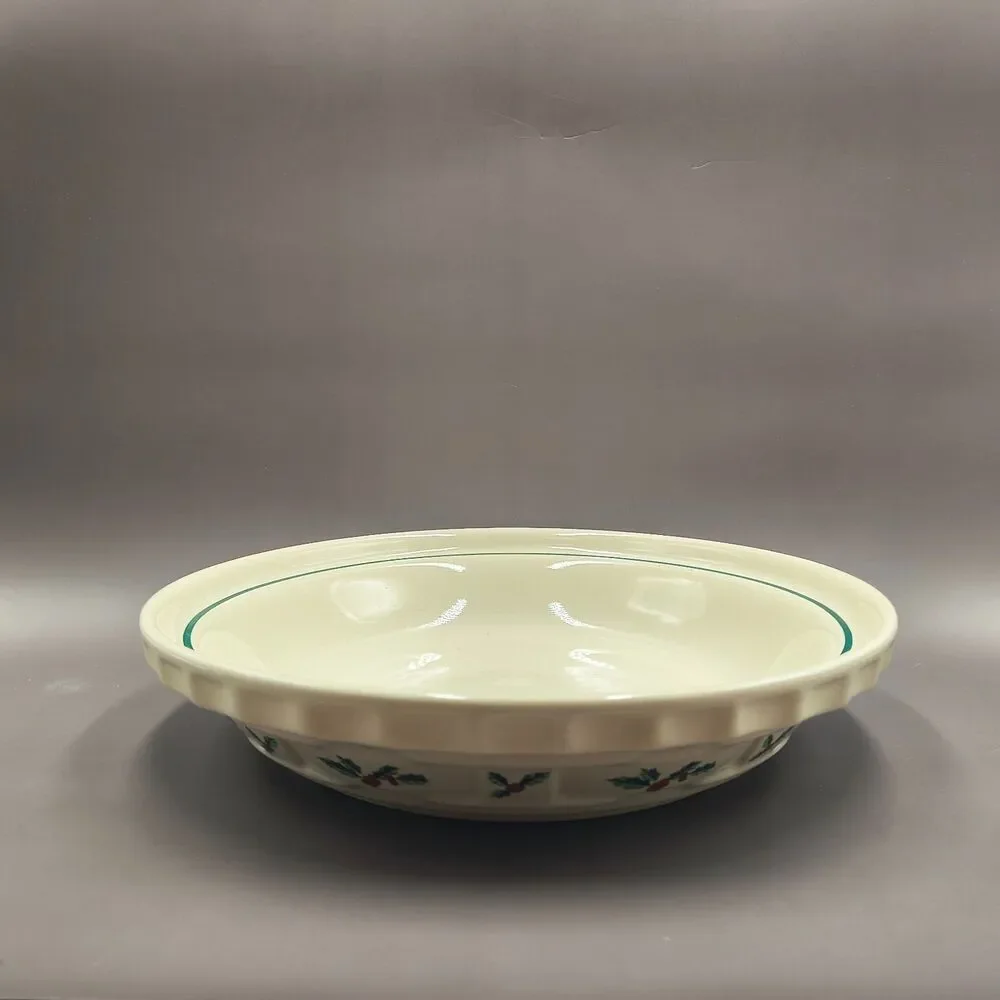 Vintage 1994 Longaberger Pottery Traditional Holly 10” Pie Plate 31381 Unused